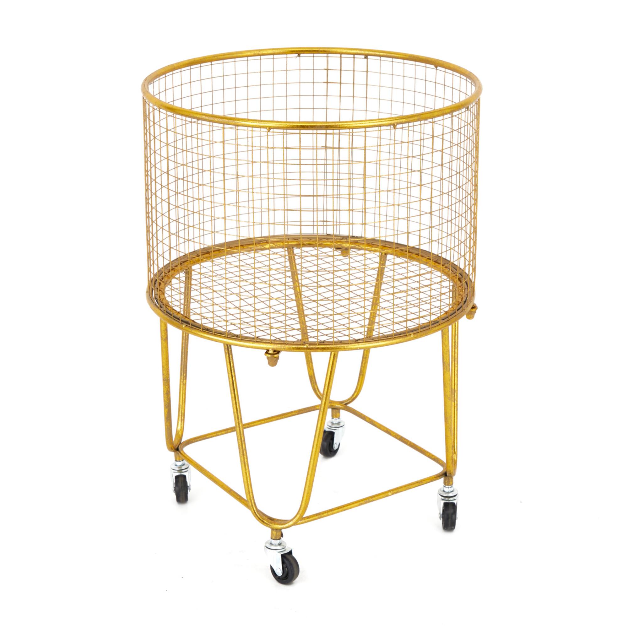 24" Gold Iron Glam Storage Cart